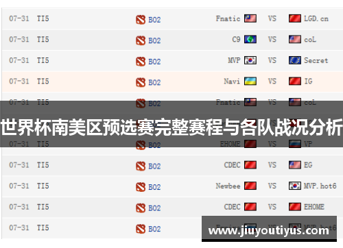 世界杯南美区预选赛完整赛程与各队战况分析