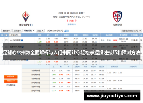 足球心水指数全面解析与入门指南让你轻松掌握投注技巧和预测方法